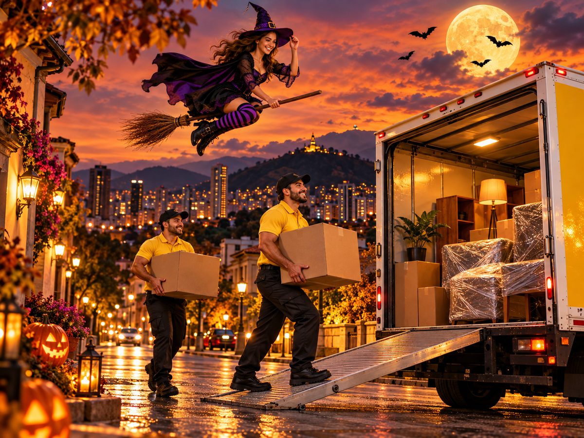 Equipo de mudanzas de Storage cargando cajas en un camión en Bogotá